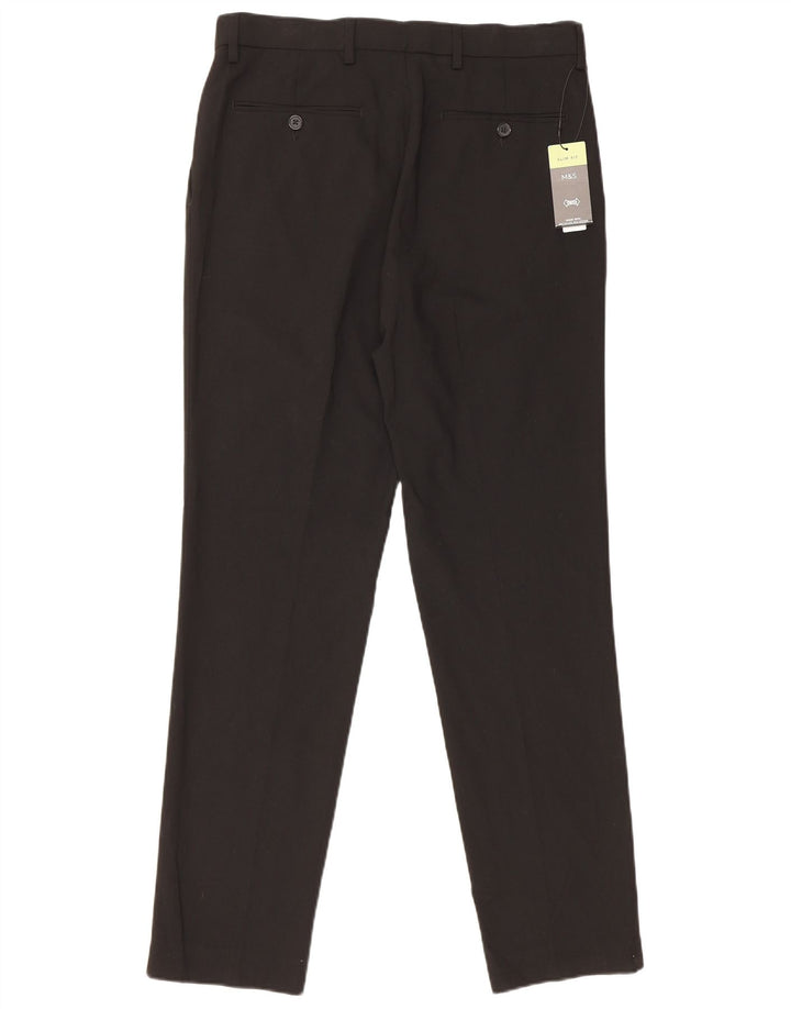 Męskie spodnie chino Marks & Spencer Slim Fit W32 L31 Czarny poliester