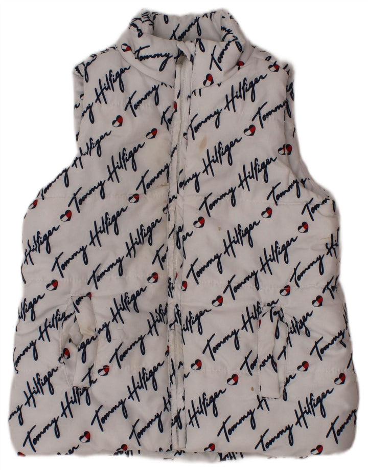TOMMY HILFIGER Dziewczęca wyściełana kamizelka z grafiką 3-4 lata, biały poliester