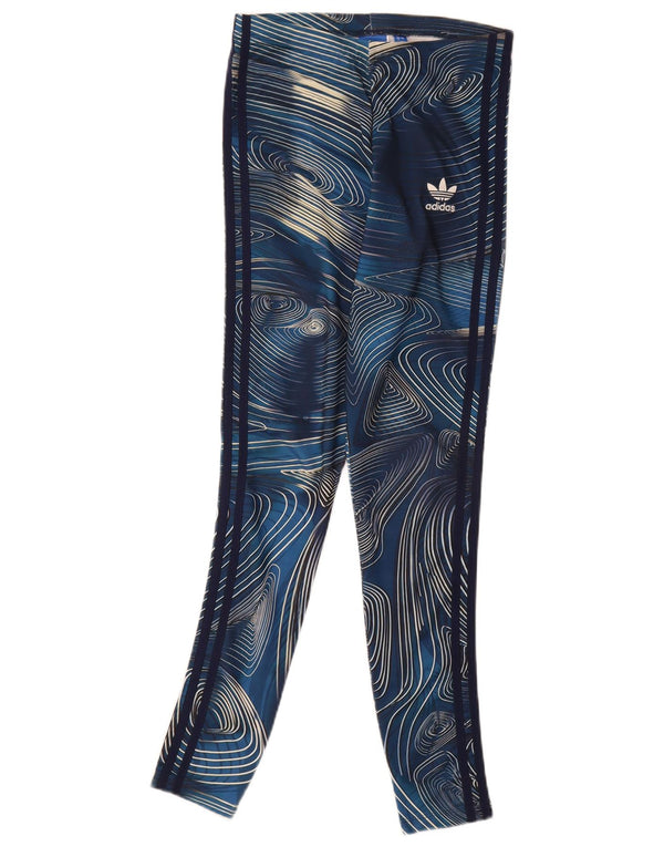 Damskie legginsy Adidas z abstrakcyjnym wzorem UK 8, małe, granatowe, poliestrowe
