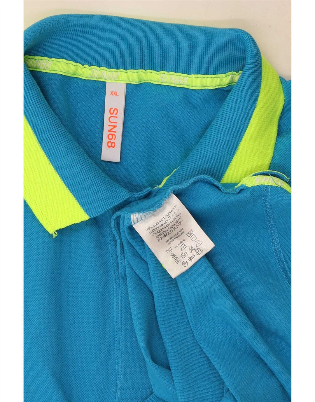 Męska koszulka polo Sun68 2XL, niebieska, bawełniana z blokami kolorów