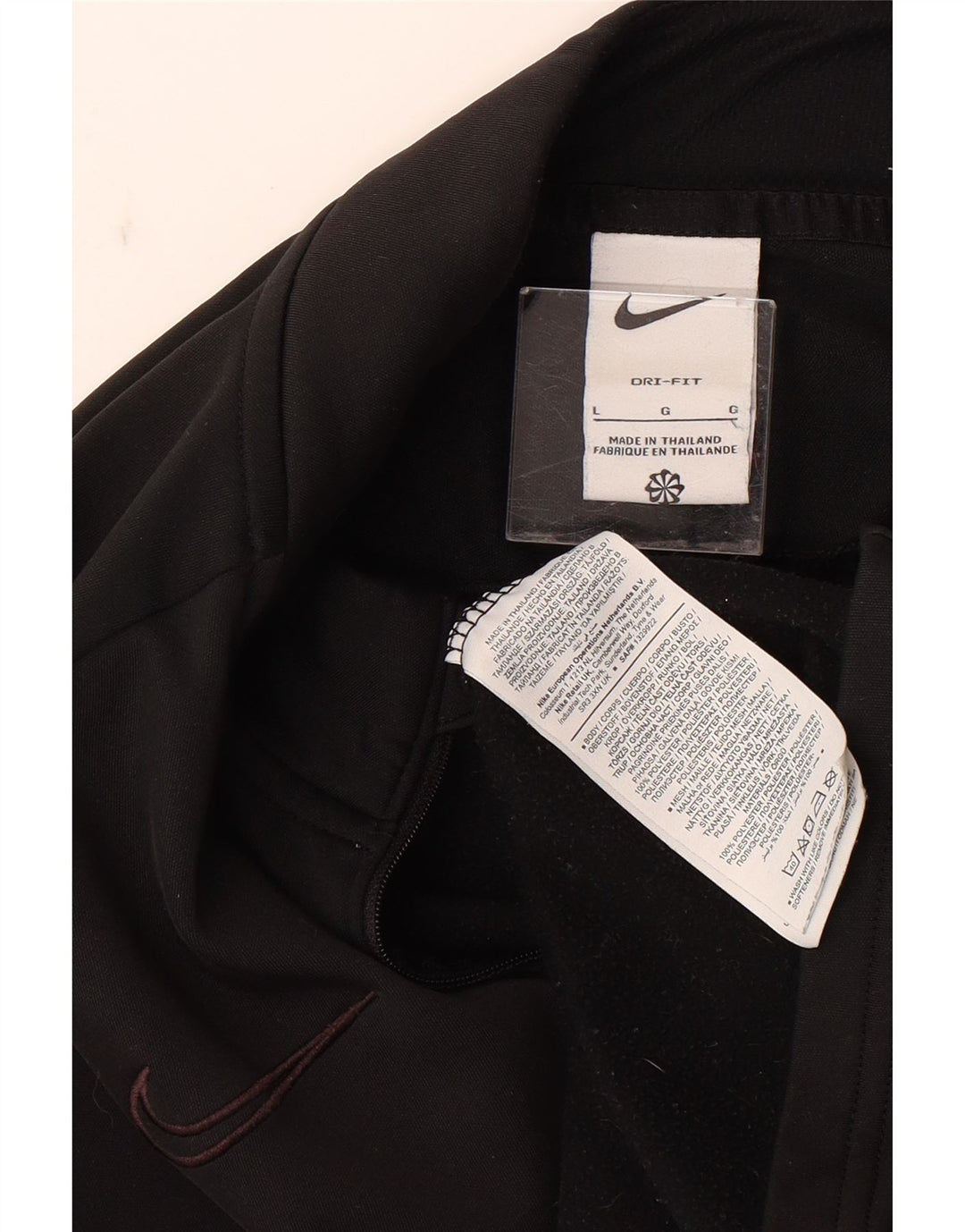 NIKE Mens Dri Fit Zip Neck Pullover Tracksuit Top Large Black Polyester