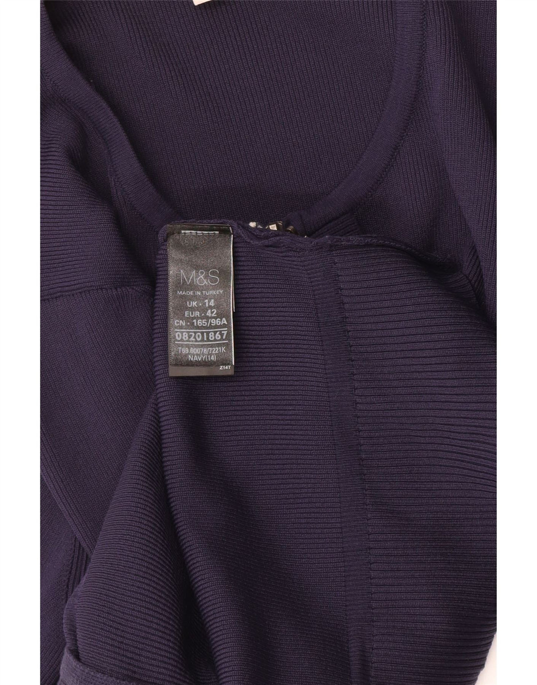 Marks & Spencer Damski sweter rozpinany UK 14 Średni granatowy poliamid