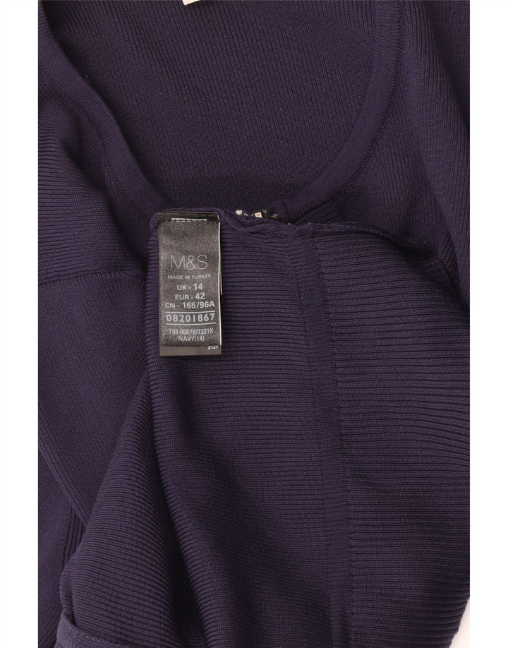 Marks & Spencer Damski sweter rozpinany UK 14 Średni granatowy poliamid