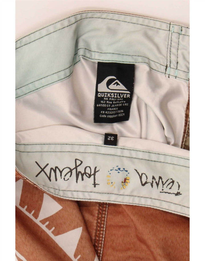 Męskie spodenki kąpielowe Quiksilver z grafiką Średni brązowy geometryczny poliester