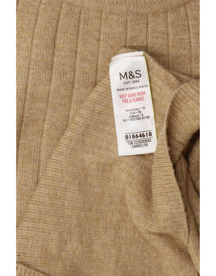 Marks & Spencer Damski sweter z golfem UK 10 Small Beżowy Wiskoza