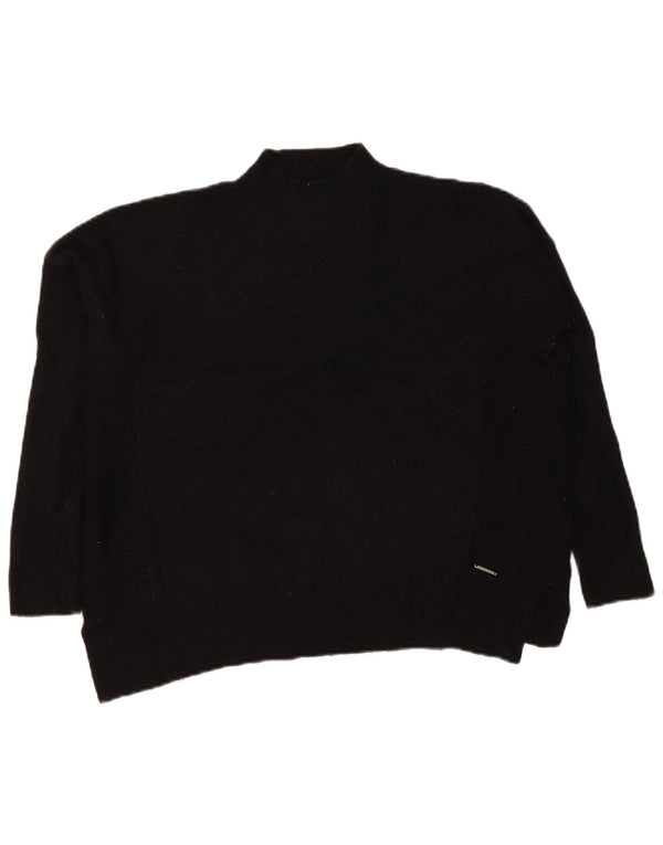 Damski sweter oversize Superdry z golfem UK 8, mała, czarna wełna