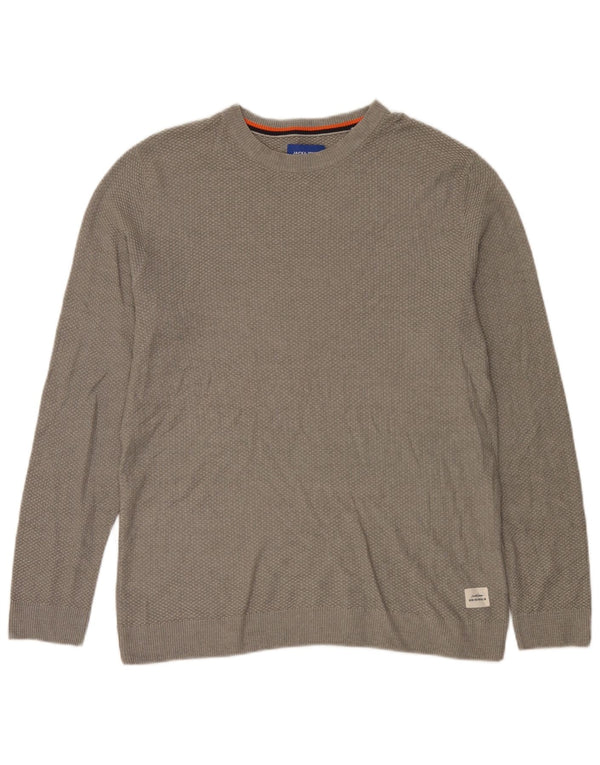 Męski sweter Jack & Jones z dekoltem w łódkę XL, szary, bawełniany