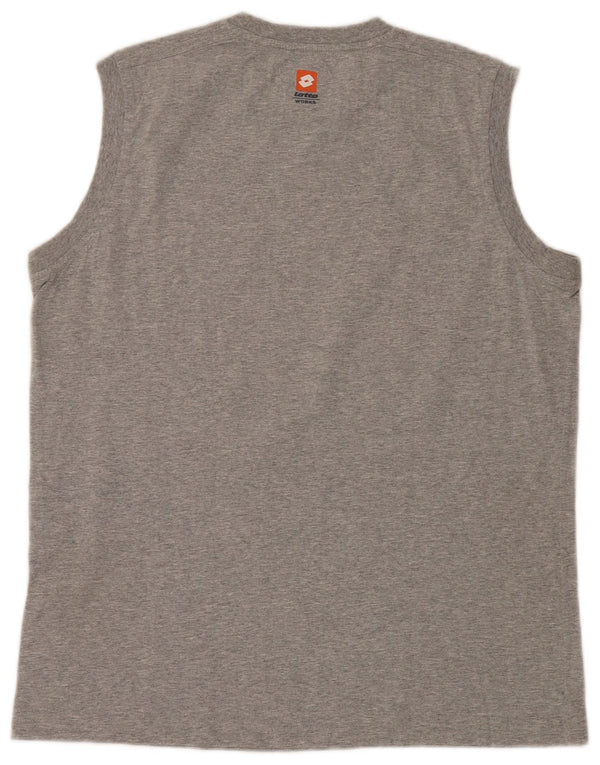 Męska kamizelka z grafiką Lotto UK 40/42, duża, szara bawełna