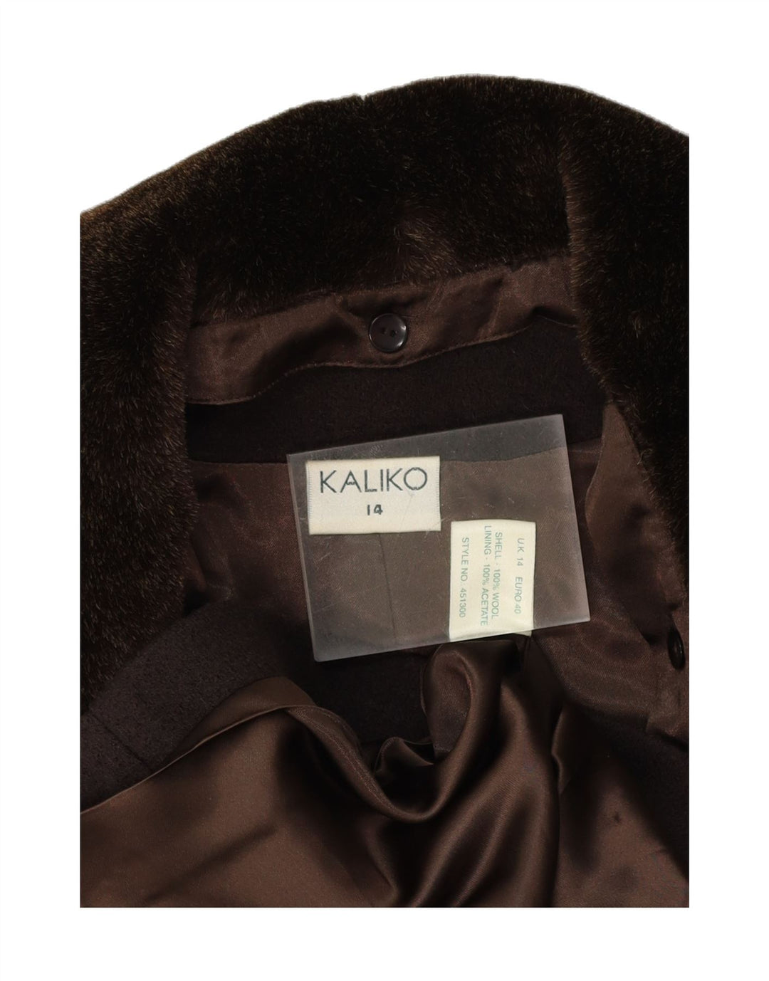 KALIKO Womens Crop Open Blazer Jacket UK 14 Large Brown Wool Vintage Kaliko and Second-Hand Kaliko from Messina Hembry 