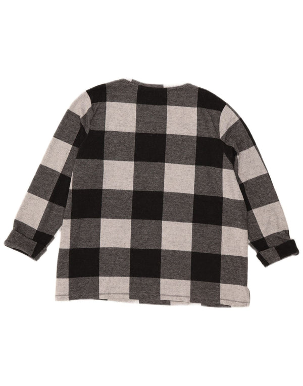 Marks & Spencer Damski top z rękawem 3/4, UK 18 XL, czarny, poliester w kratkę