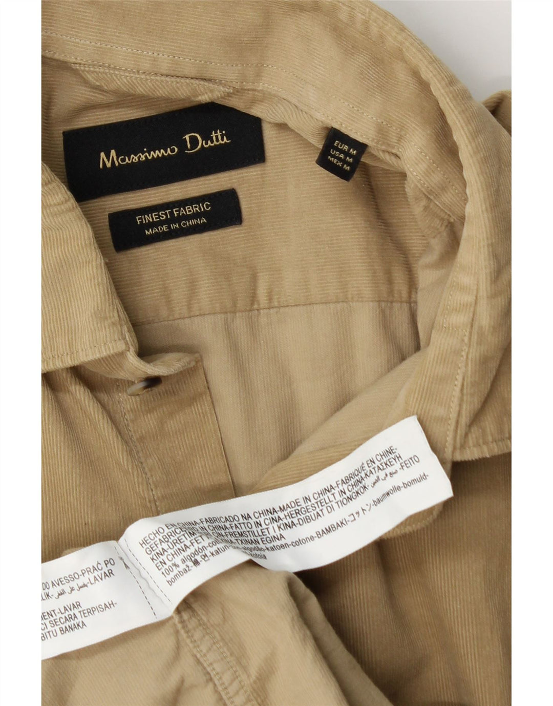 Męska koszula sztruksowa Massimo Dutti w kolorze średniego beżu, bawełniana
