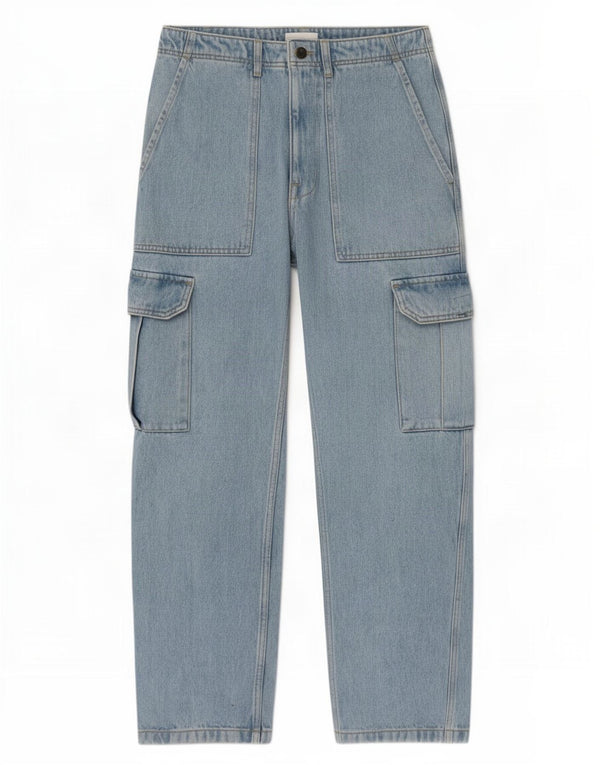 Męskie jeansy cargo z wysokim stanem Zara EU 40 Medium W31 L29 Niebieskie bawełniane