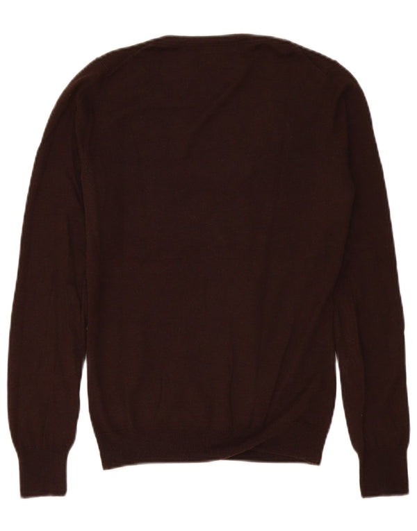 Sweter damski Massimo Dutti z dekoltem w kształcie litery V, UK 10, mały, brązowy, jedwabny