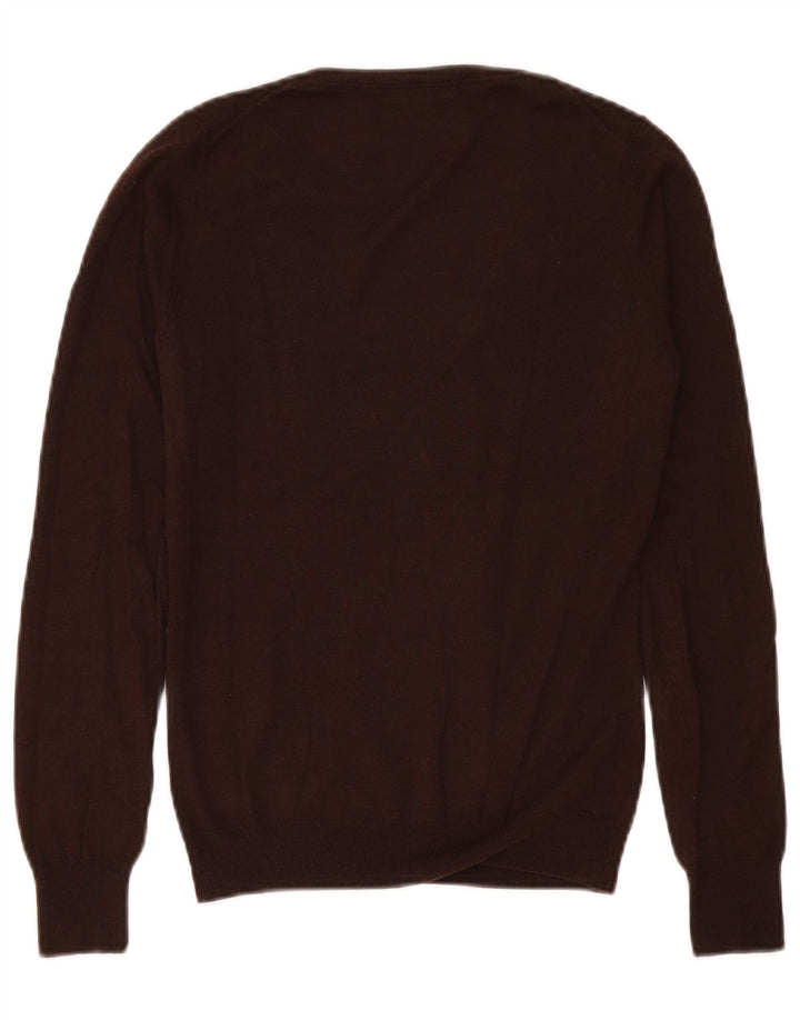 Sweter damski Massimo Dutti z dekoltem w kształcie litery V, UK 10, mały, brązowy, jedwabny