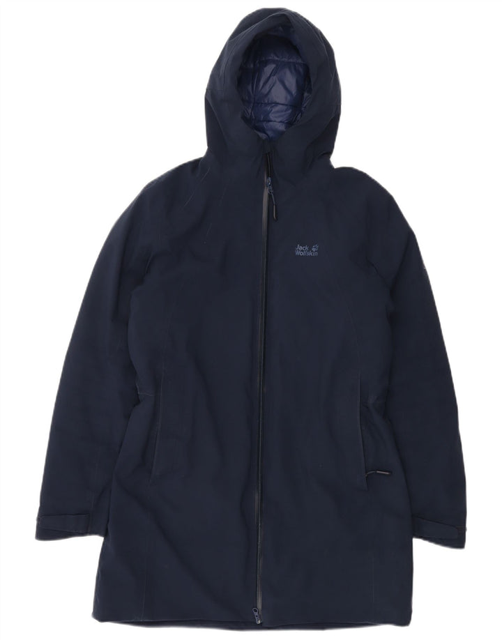 JACK WOLFSKIN Damski, oversize'owy płaszcz wiatrówka z kapturem UK 6 XS, granatowy