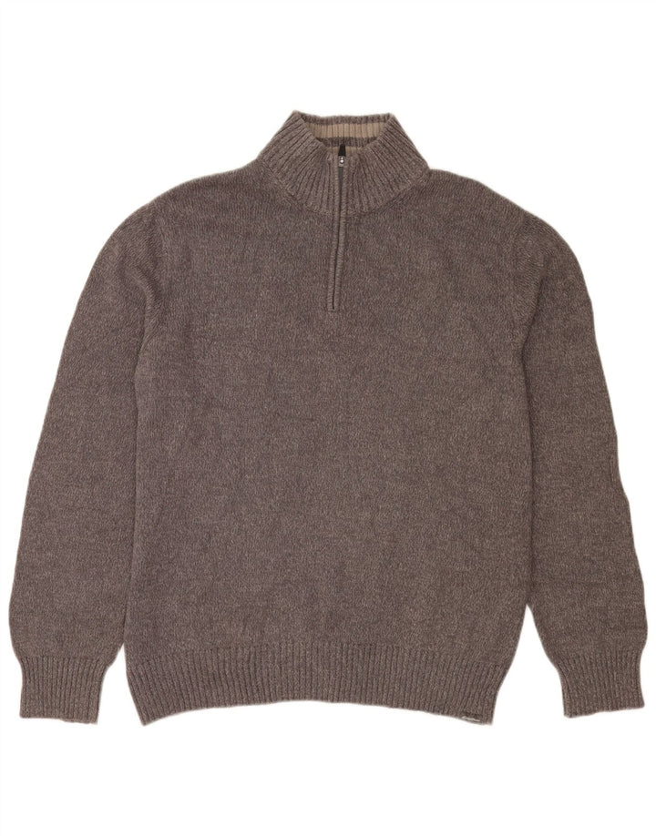 Męski sweter zapinany na zamek Eddie Bauer, duży, szary, bawełniany w plamki