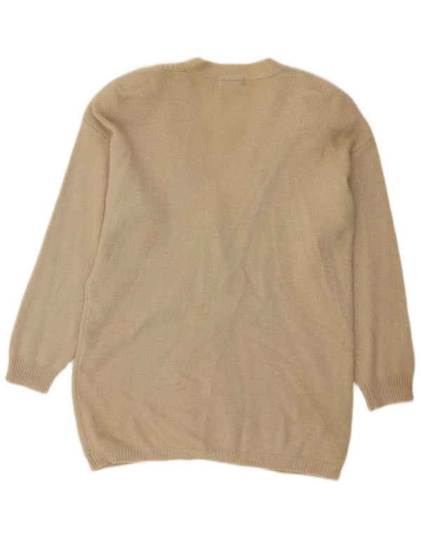 Vintage damski sweter o przedłużonym fasonie UK 16, duży, beżowy, z owczej wełny