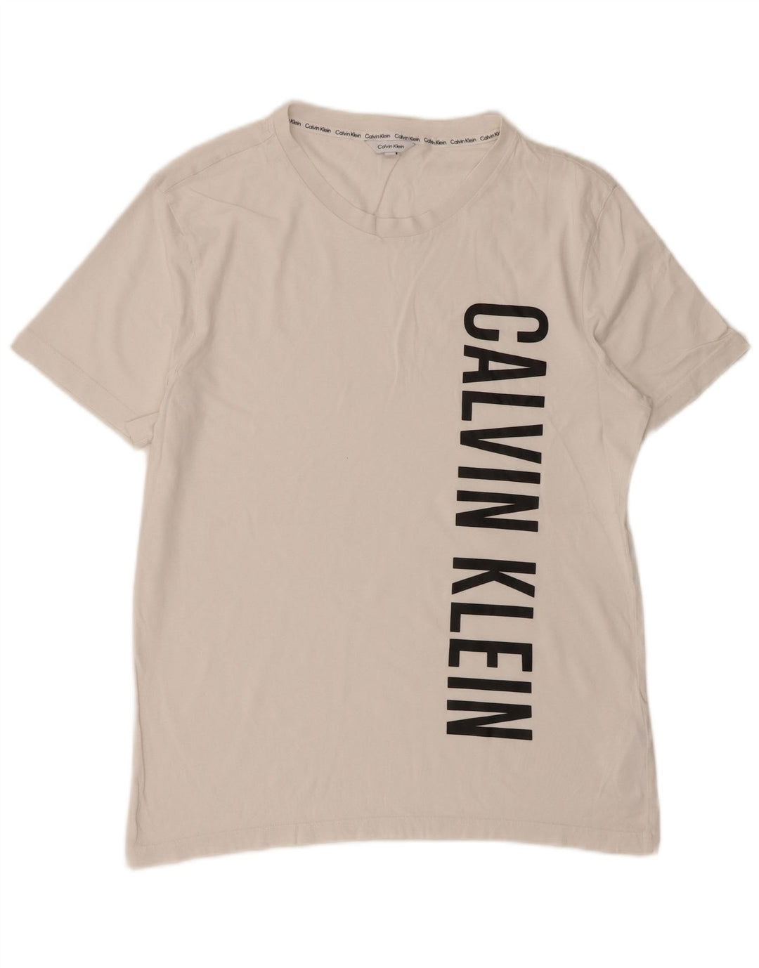 Męska koszulka z grafiką Calvin Klein, średnia, biała bawełna
