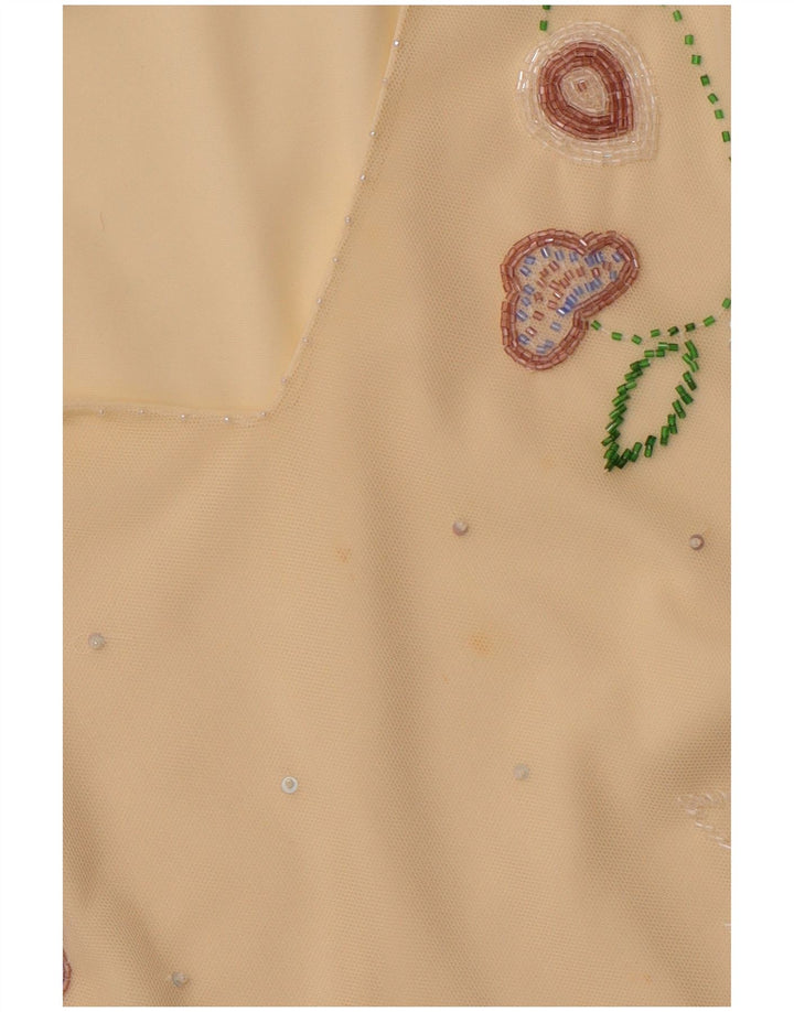 Damska bluzka COAST o krótkim kroju, prześwitująca, UK 16, duży, żółty poliester