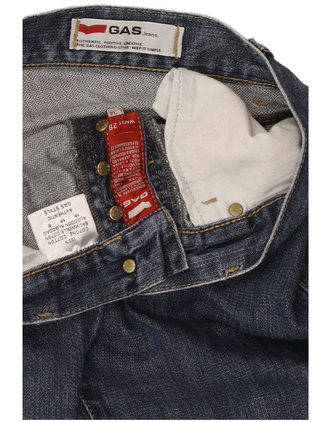 Dżinsy damskie GAS W28 L34 Niebieskie bawełniane