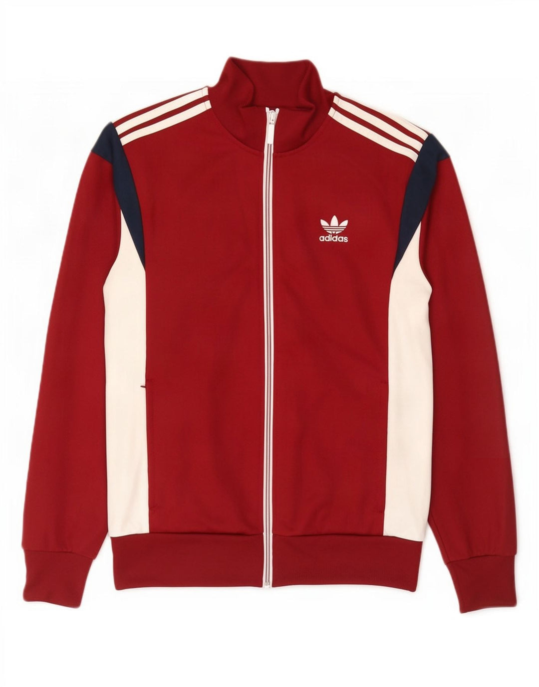 Męska kurtka dresowa Adidas, średnia, bordowa, z blokami kolorów
