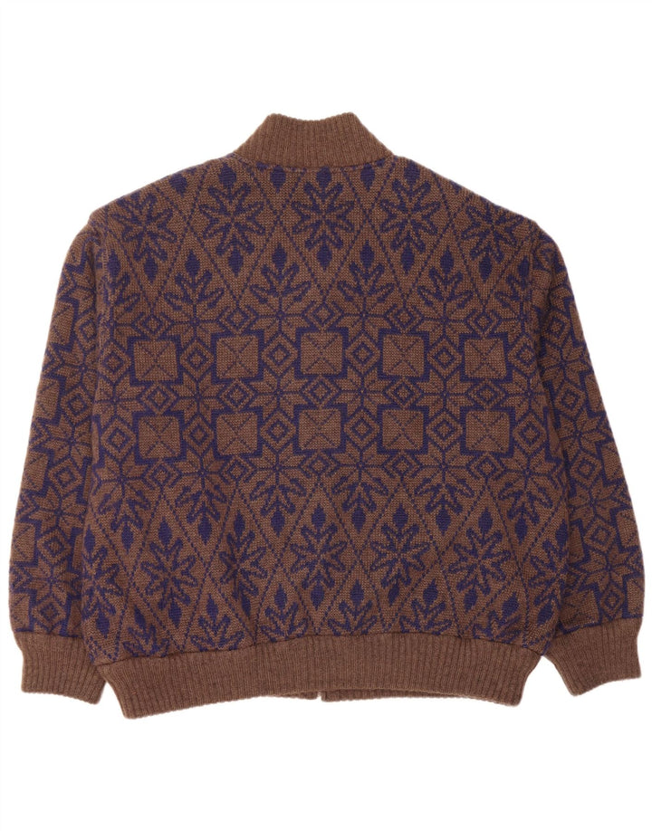 Dwustronny męski sweter VINTAGE XL brązowy Fair Isle