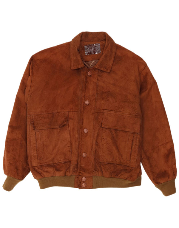 Zamszowa kurtka męska Bomber Alta Moda UK 42 XL brązowa