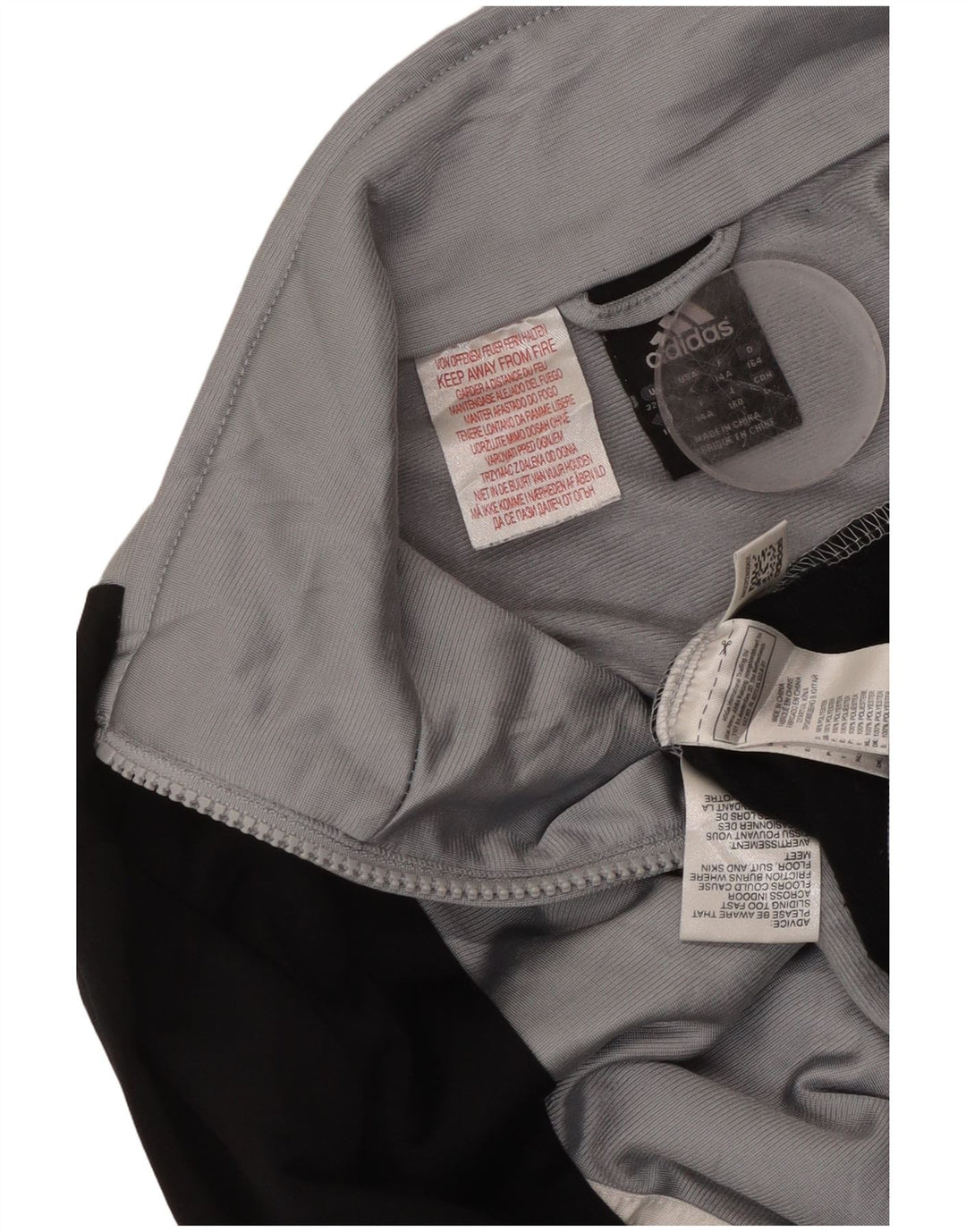 Chłopięca kurtka dresowa ADIDAS 13-14 lat Szary poliester z blokami kolorów