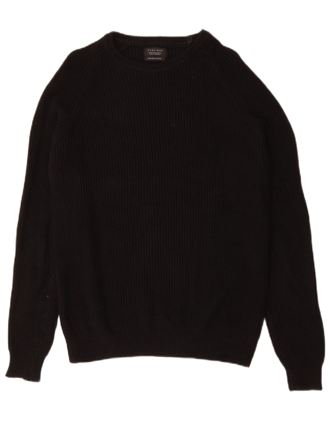 Męski sweter z dekoltem w łódkę Zara, średniej wielkości, czarny, bawełniany