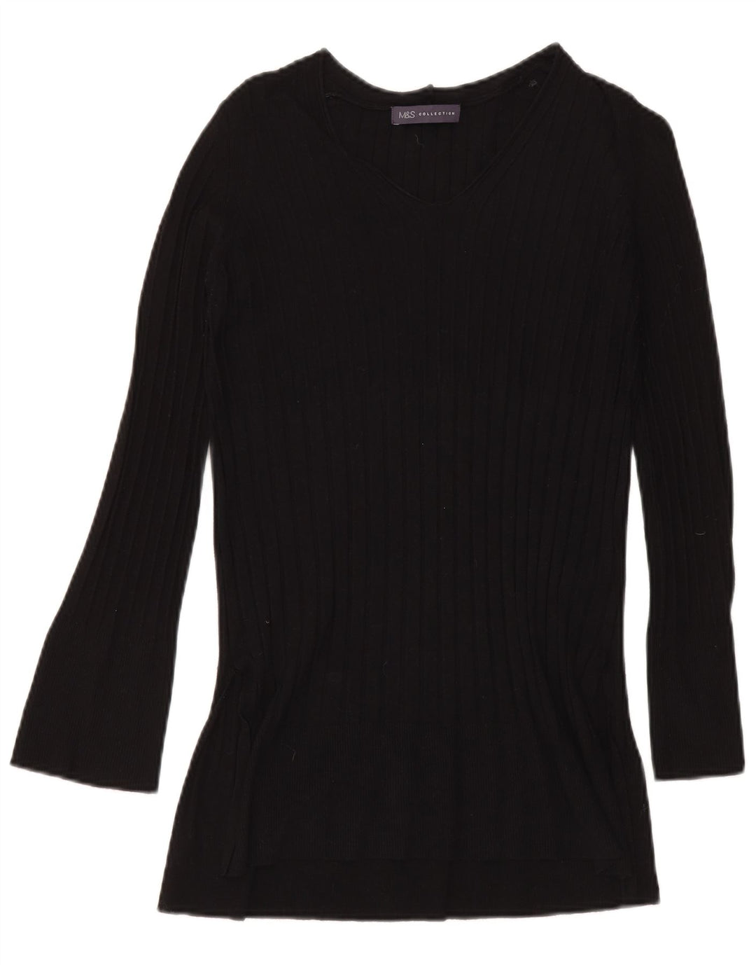 Marks & Spencer Damski sweter z dekoltem w kształcie litery V, UK 8 Small, czarna wiskoza