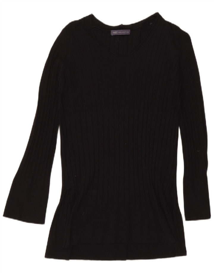 Marks & Spencer Damski sweter z dekoltem w kształcie litery V, UK 8 Small, czarna wiskoza