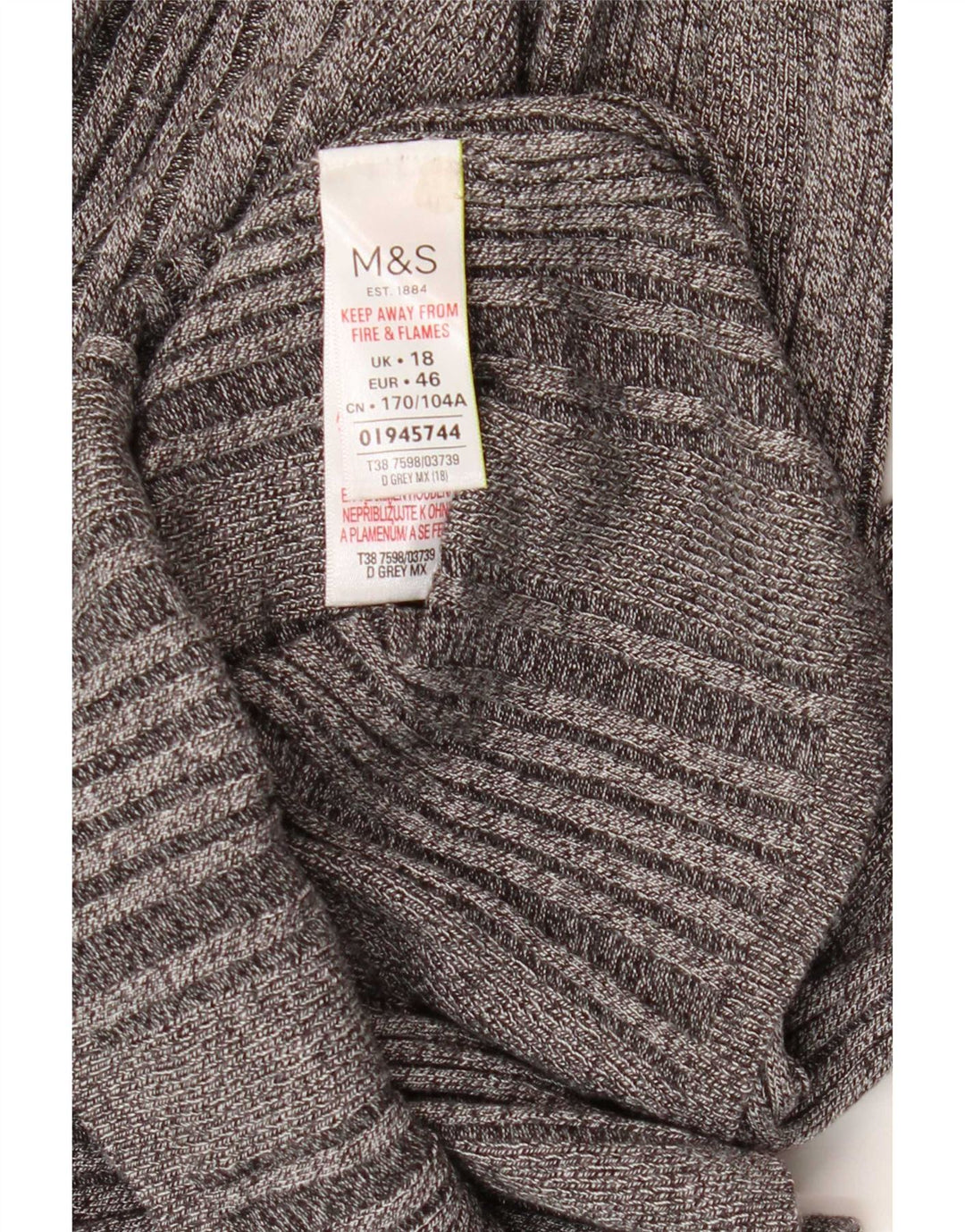 Marks & Spencer Damski top z długim rękawem, UK 18 XL, szara wiskoza