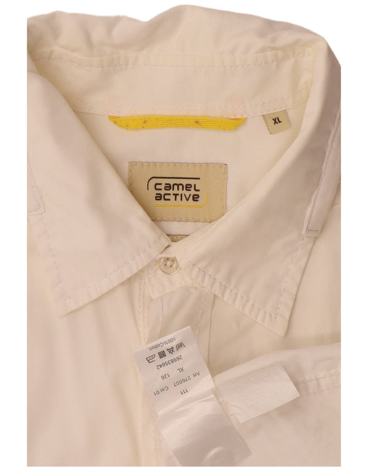 Camel Active Męska koszula z krótkim rękawem XL, biała, bawełniana