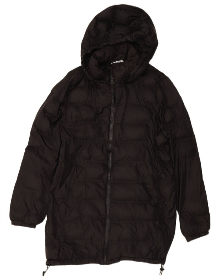 Damski ocieplany płaszcz z kapturem ZARA UK 16, duży, czarny poliester