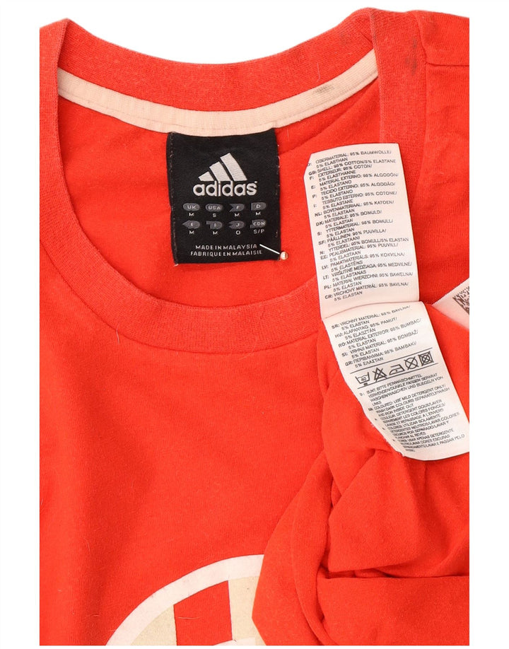 Męski top ADIDAS z grafiką, długim rękawem, bawełniany w kolorze średniej czerwieni