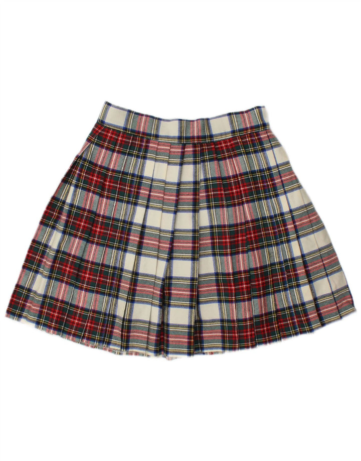 Swish Damska mini plisowana spódnica IT 44 Medium W28 Wielokolorowa wełna w kratę