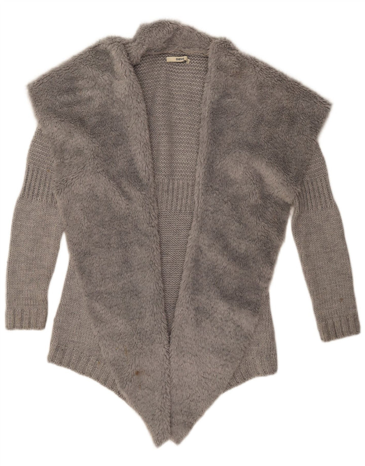 Sweter damski Oasis z otwartym kardiganem UK 10, mały, szary, akrylowy