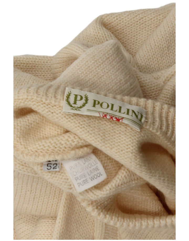 Sweter męski Pollini z okrągłym dekoltem IT 52, duża beżowa wełna