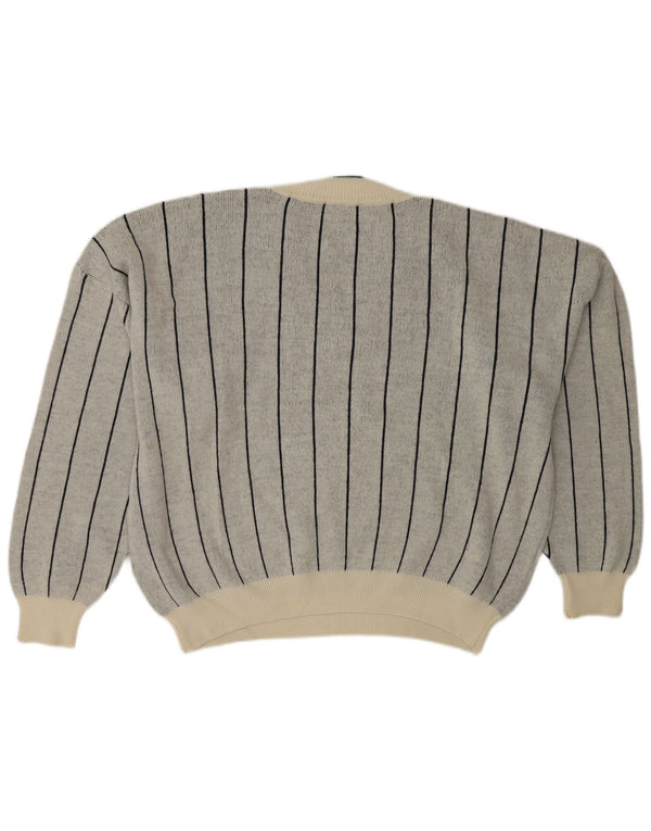 Damski sweter Cacharel z dekoltem w kształcie litery V, UK 18 XL, szara wełna w paski