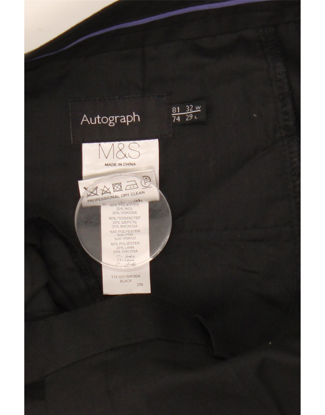 Męskie spodnie garniturowe Marks & Spencer Autograph W32 L29 czarne