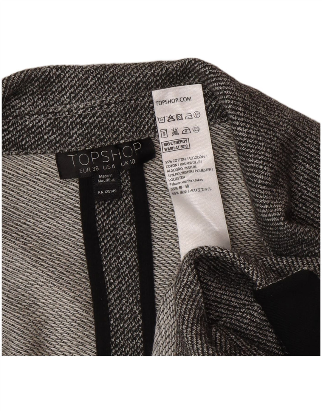 Damska marynarka Topshop Longline Open Blazer UK 10 w małych szarych blokach kolorów