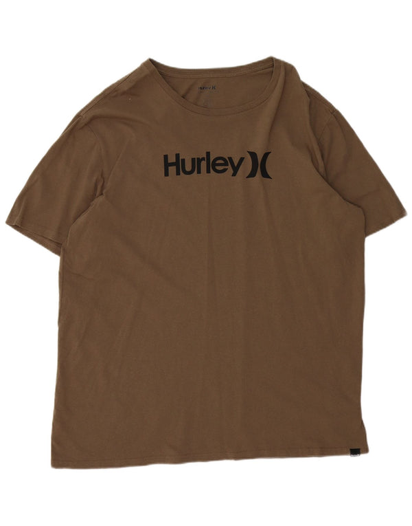 Męski T-shirt z grafiką Hurley, bawełniany top XL w kolorze khaki