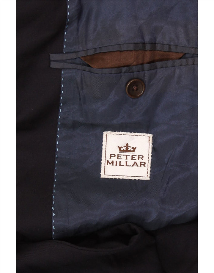 PETER MILLAR Mens 2 Button 3/4 Sleeve Blazer Jacket UK 40 Large Navy Blue Vintage Peter Millar and Second-Hand Peter Millar from Messina Hembry 
