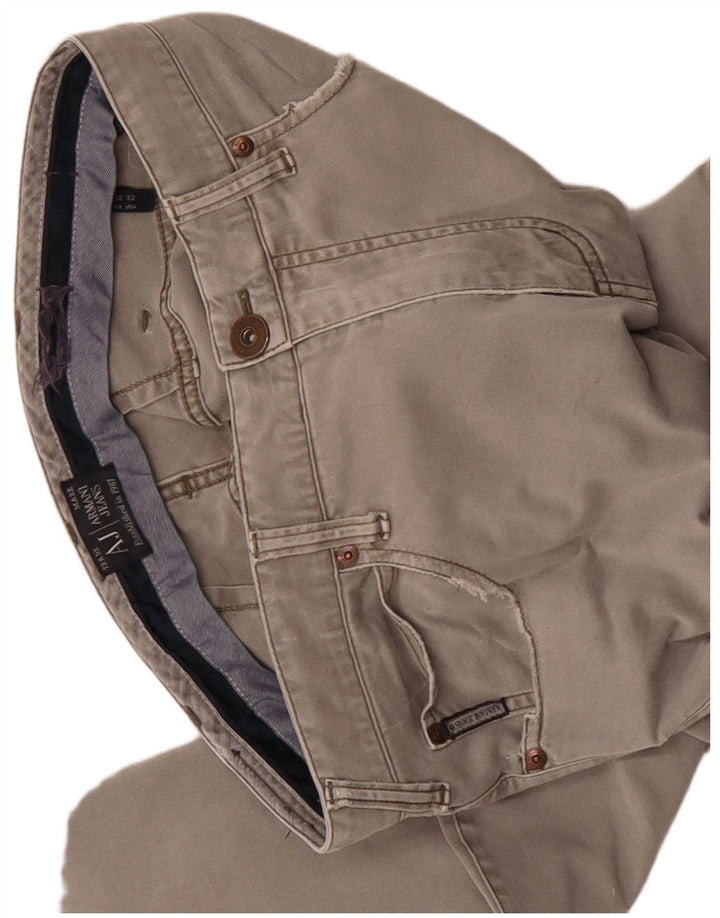 ARMANI Męskie proste spodnie codzienne W32 L30 Szara bawełna