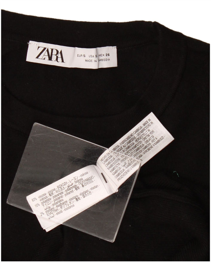 Damski sweter z okrągłym dekoltem Zara UK 10 Small Black Wiskoza