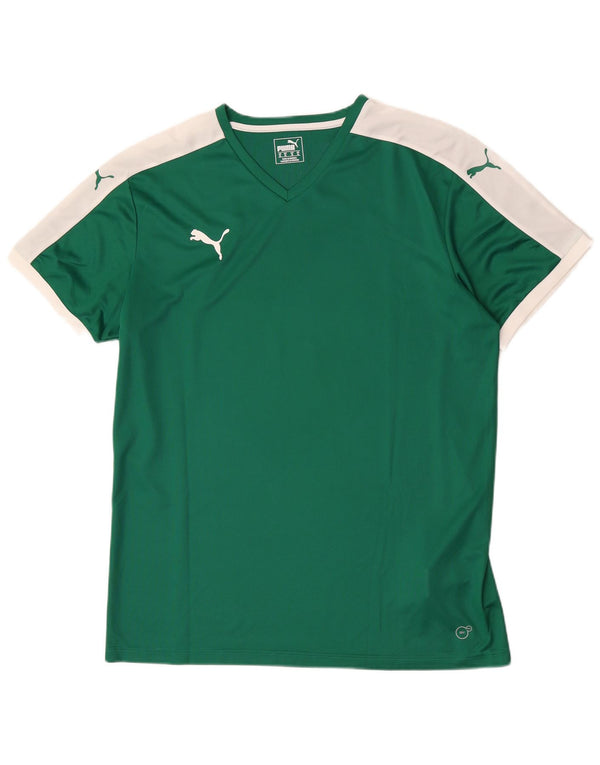 T-shirt męski Puma Top XL, zielony, z blokami kolorów, poliester