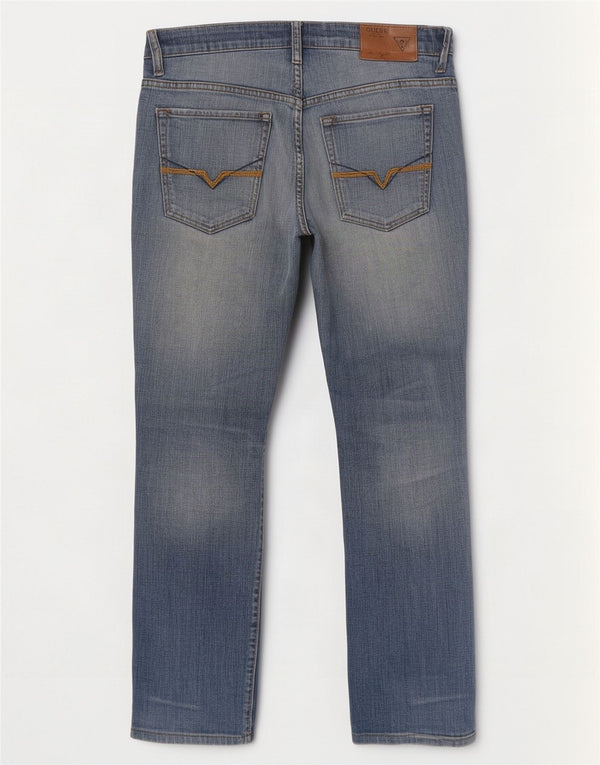Guess Mens Straight Jeans W32 L29 Blue Cotton