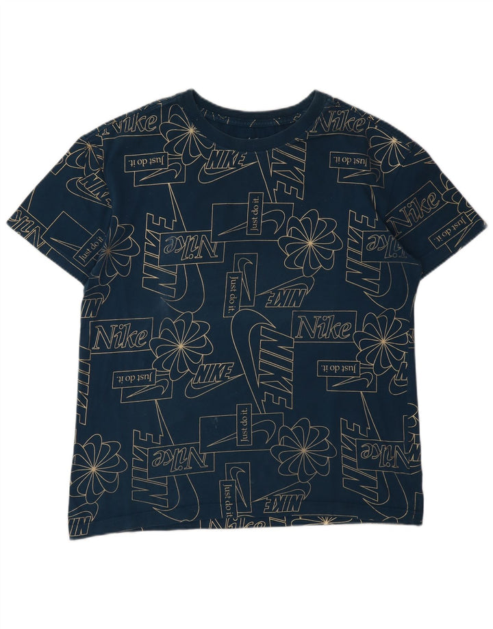 Męski T-shirt z grafiką Nike, mały, granatowy, bawełniany