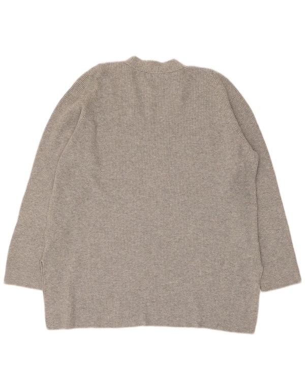 Sweter damski Marks & Spencer z dekoltem w kształcie litery V, UK 14, duży, szary, wiskoza