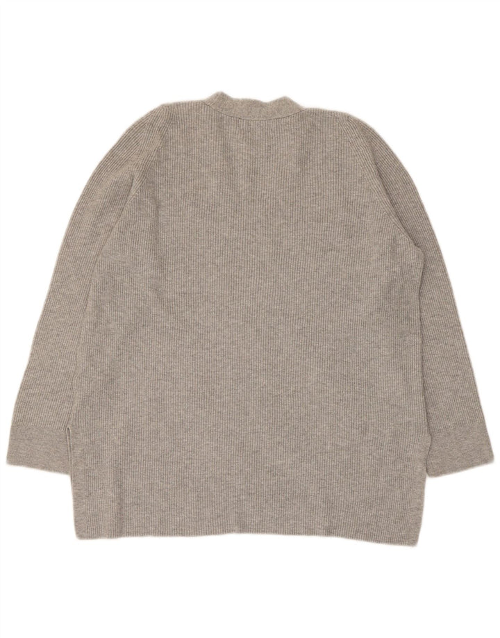 Sweter damski Marks & Spencer z dekoltem w kształcie litery V, UK 14, duży, szary, wiskoza